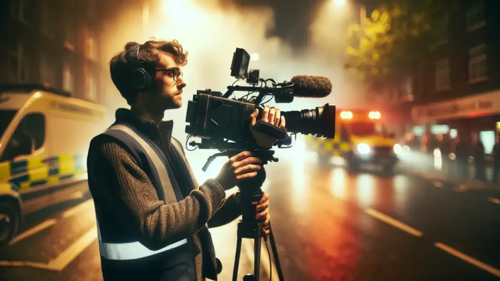 Стрингер в Италии снимает Стрингер в Италии и Турине - профессиональные фото и видеосъёмка для новостных редакцийвидеорепортаж для телеканала в Турине Профессиональный стрингер в Италии с видеокамерой ведёт съёмку репортажа в центре Турина для телеканала. На заднем плане виден городской пейзаж северной Италии.