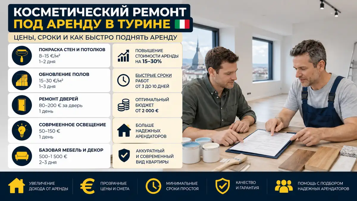 Стоимость косметического ремонта квартиры под аренду в Турине post thumbnail
