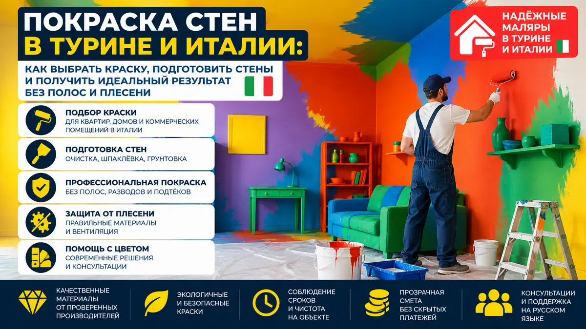 Покраска стен в Италии и Турине: краски, подготовка и технология post thumbnail