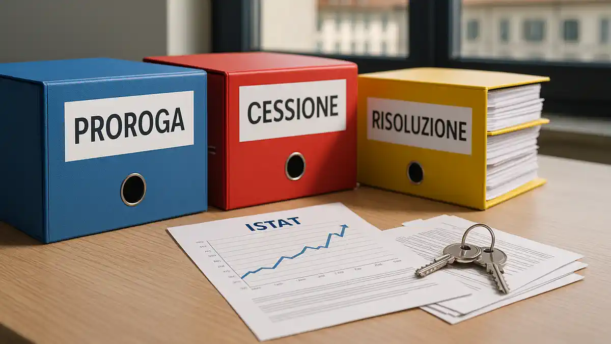 Пророга, cessione, risoluzione и индексация ISTAT в Турине Папки «Proroga», «Cessione», «Risoluzione», график ISTAT и ключи от квартиры визуал услуги по RLI