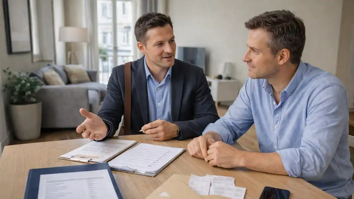 Инвентаризация квартиры в Турине: фото, серийные номера техники, чеки и акты для аренды Современная квартира в Турине, на столе папка с описью имущества без читаемых данных, чек-лист, гарантийные документы