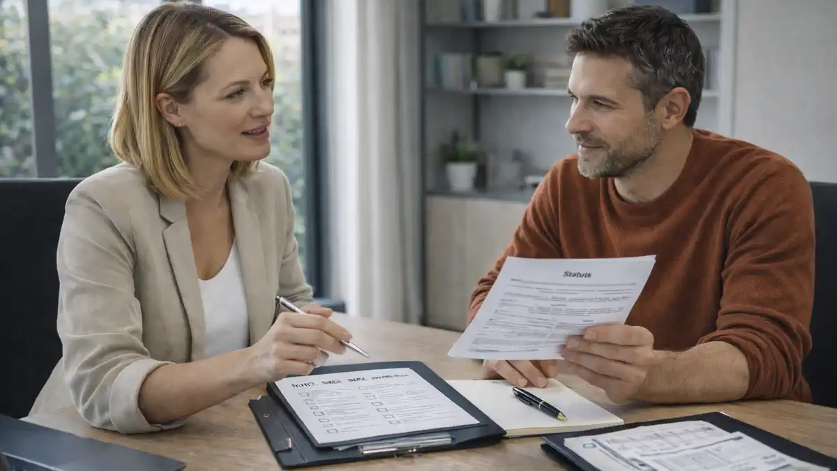 Открытие SRL в Италии: консультация по регистрации компании в Турине, документы и ноутбук на столе, деловая атмосфера