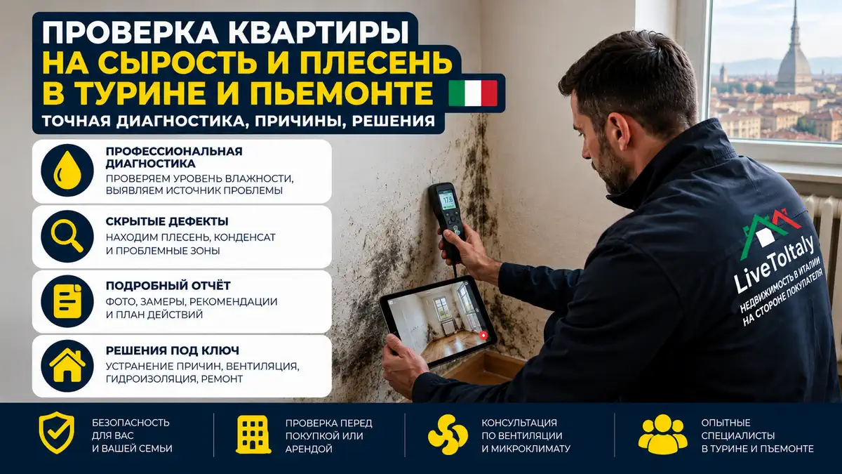Проверка квартиры на сырость и плесень в Турине перед покупкой