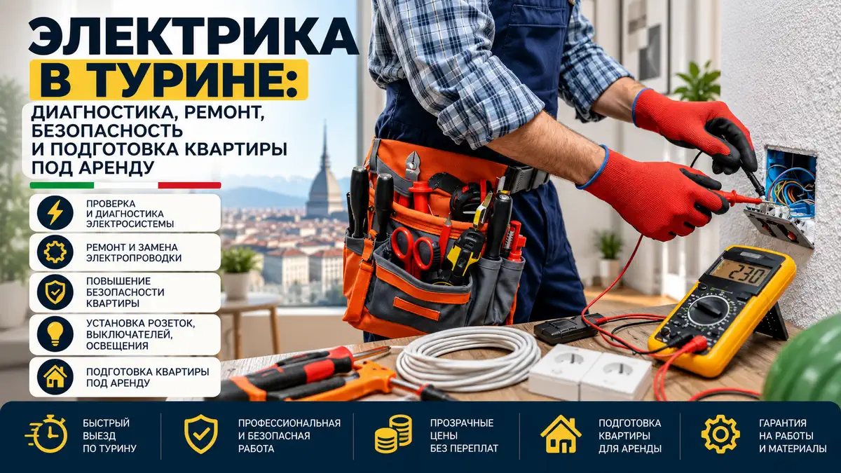 Электромонтажные работы в Турине: проверка щитка, розеток и проводки